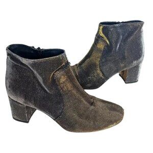 OVYE' Cristina Lucchi Metallic Bootie Bronze Ankle Zip Boot Iridescent Disco